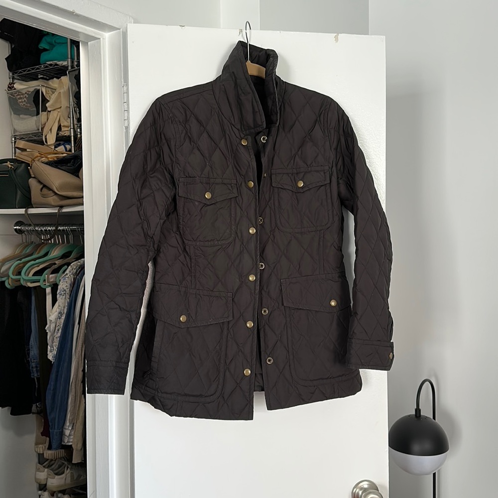 Jcrew black quilted jacket